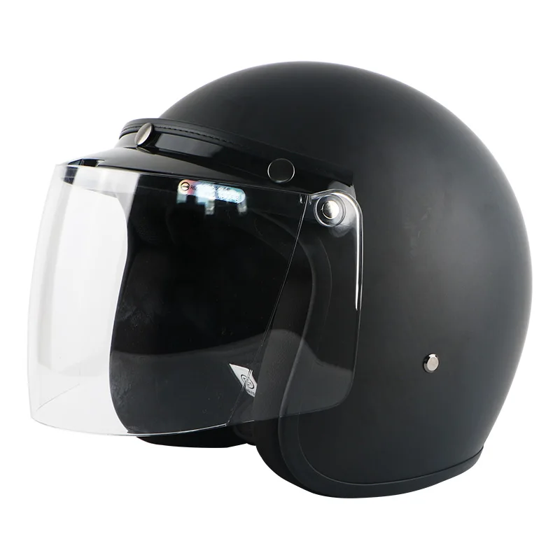 Мотоцикл CarbonFiber открытые шлемы для мопеда и мотокросса Винтаж casco capacete скутер Ретро углеродное шлем - Цвет: Matte Black Flip up