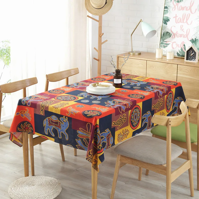 

Maya Style Table Cloth Abstract Dustproof Rectangle Table Covers Printed Thick Cotton Linen Tablecloths For Wedding Home Party