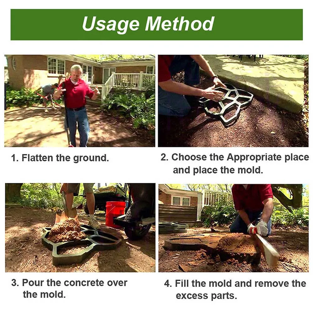 Garden DIY Plastic Path Maker Pavement Model Concrete Stepping Stone Cement Mould Brick TT-best