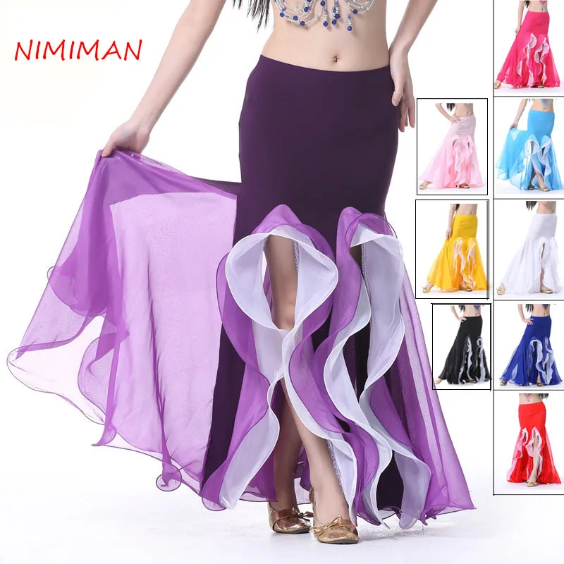 2018 High Quality Sexy Cheap Chiffon Belly Dance Skirt for Women Belly Dancing Costume Skirts 9 Colors Available