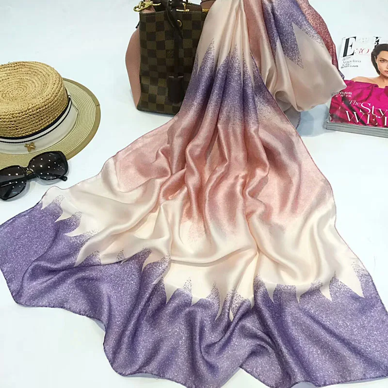 AL7808purple Модный великолепный шелковый шарф роскошный женский брендовый шарф для женщин шаль Пашмина высокое качество с принтом хиджаб обертывания 180*90 см - Цвет: AL7808purple