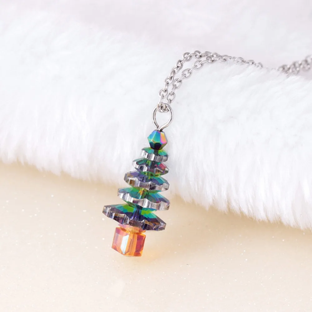 Christmas Tree Pendant Necklace Holiday Gifts Women Girls Cute Fashion Jewelry