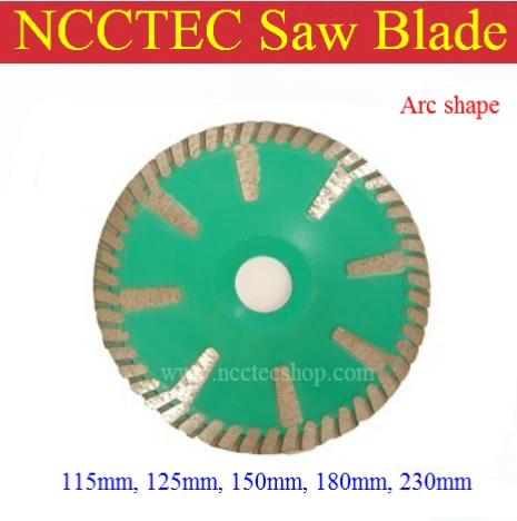 

7'' NCCTEC Diamond ARC saw blade with long protect teeth (5 pcs per package) | 180mm granite marble Curve cutting wheel