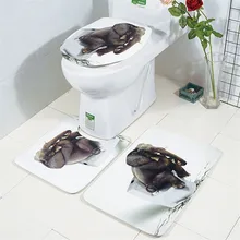 3 шт. Напольный коврик для туалета набор нескользящий фланелевый коврик для ванной комнаты с 3D слоном печать туалетная крышка и напольные коврики набор