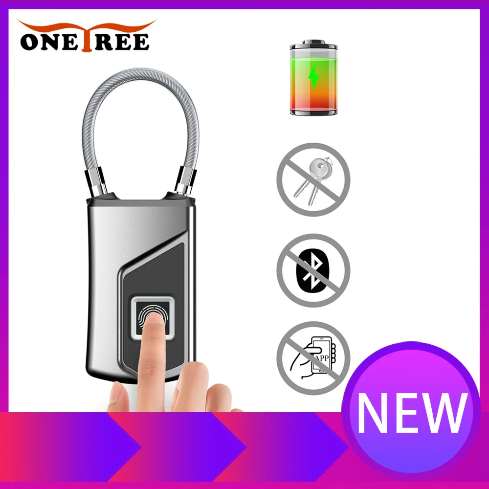 

Onetree Fingerprint Lock Mini Portable Smart USB Charging Fingerprint Lock Waterproof Keyless Metal Smart Fingerprint Padlock