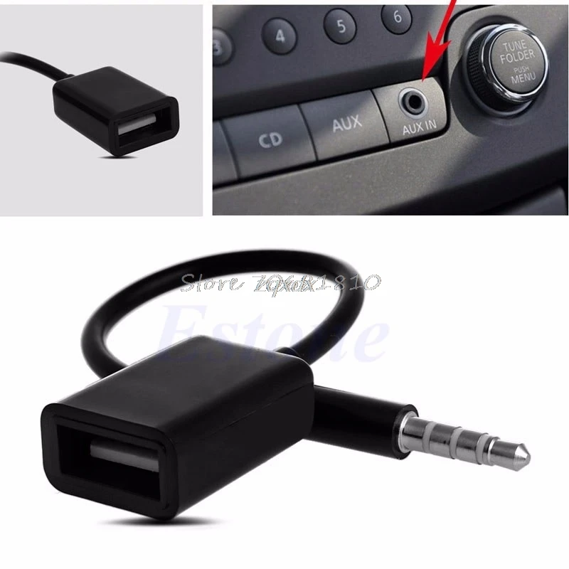 

3.5mm Male AUX Audio Plug Jack To USB 2.0 Female Converter Cable Cord Car MP3 JUL09 Drop ship