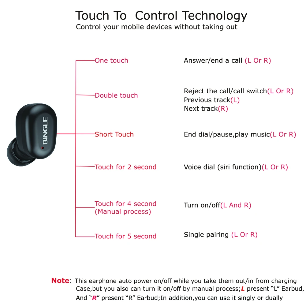 Bingle K7 Водонепроницаемая AAC система активного шумоподавления наушники с Bluetooth Спорт запуск Беспроводная гарнитура Blutooth наушники