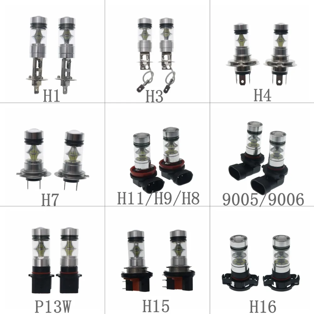 Eonstime 2 шт. 60 Вт автомобильный 20 светодиодный 3030 чип SMD противотуманный фонарь дневные ходовые огни H1 H3 H4 H11 H8 H9 9005 9006 P13W H15 H16 6500K