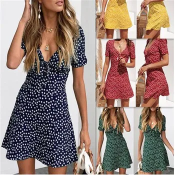 

Women Summer Floral Short Mini Dress Evening Party Beach Dress Sundress sexy bohemian dress