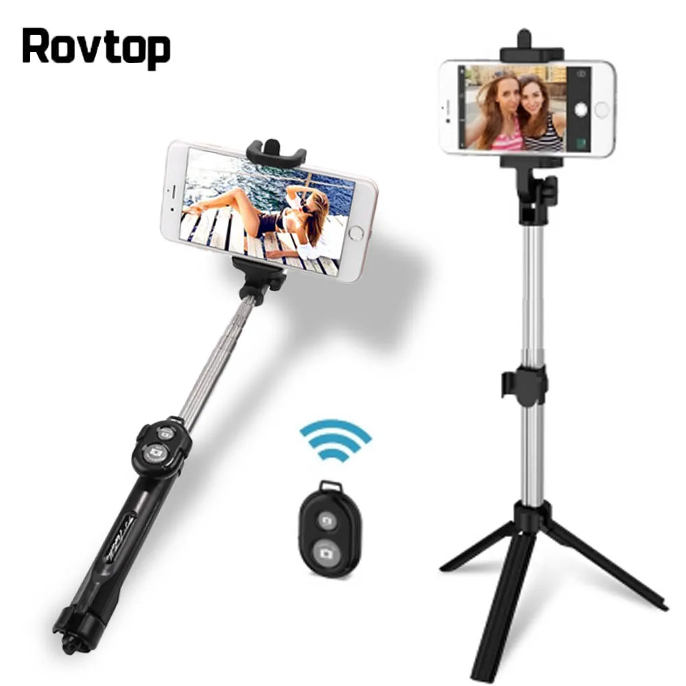 

Rovtop Bluetooth Extendable Remote Shutter Selfie Stick Tripod For Xiaomi Android Selfie Stick Monopod For IPhone Huawei IOS