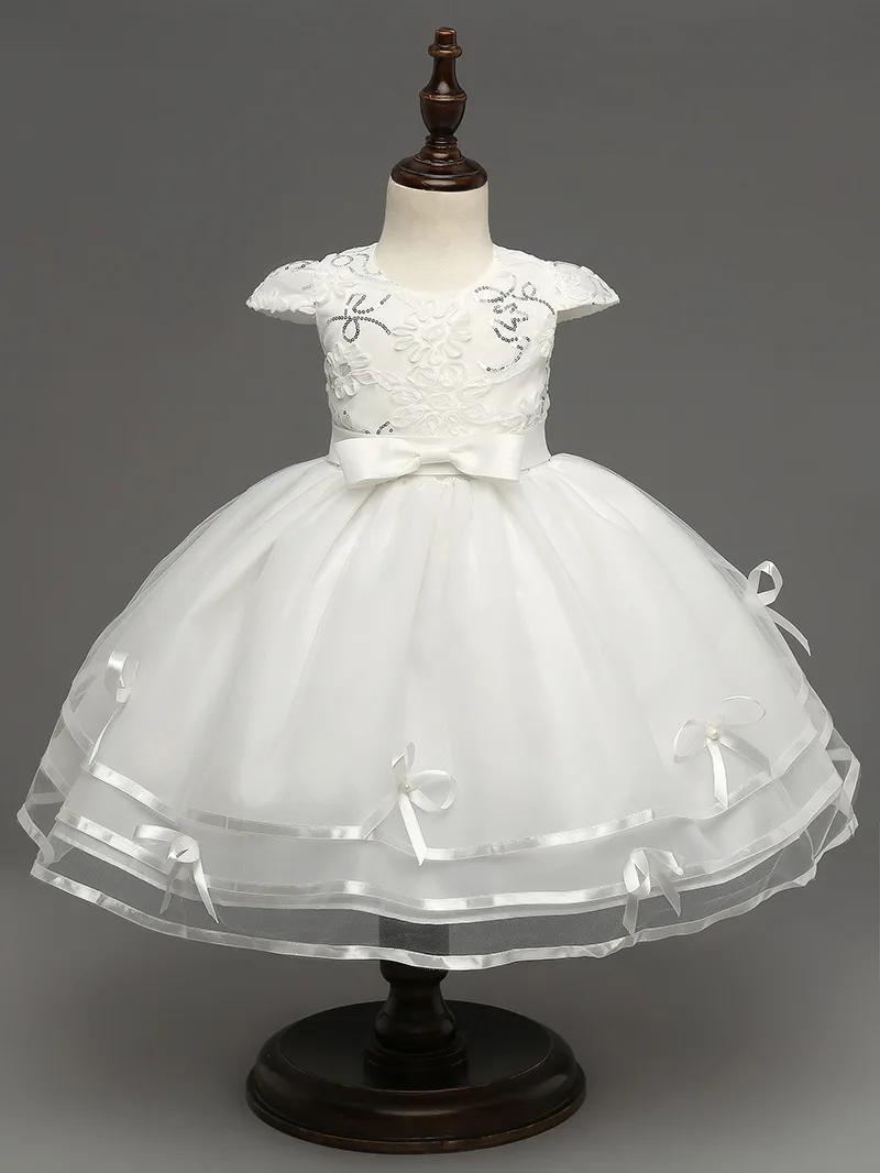 2017 ball gown dress for little girl white wedding dress layered dress