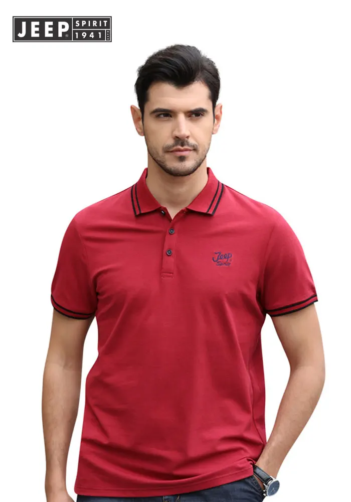 

JEEP Men's Polo Shirts Short Sleeve Summer Solid Color Straight Polo Shirts Fashion Cotton Man Safari Style Smart Casual Tops
