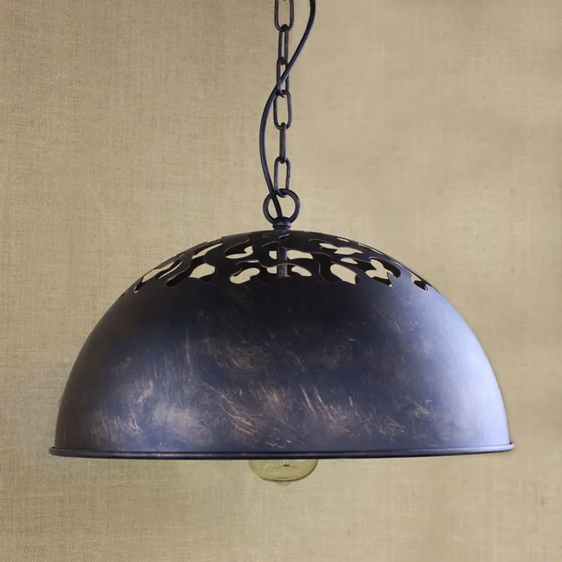 Reto vintage Industrial hemispherical top pierced large pendant lamp For font b Kitchen b font Cabinet