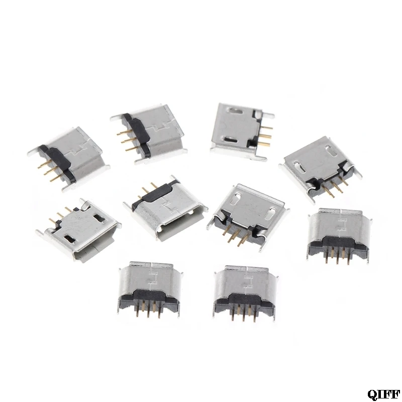 10Pcs Micro USB Type B Female Socket 180 Degree 5-Pin SMD SMT Soldering Jack Mar28 | Обустройство дома