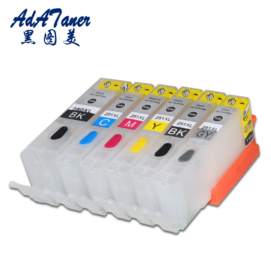 

6X Set MX922 PGI-250 PGI 250 CLI-251 Refill Compatible Ink Cartridge Replacement For Canon MX722 PGI-250XL MG5520 MG5420 CLI 251