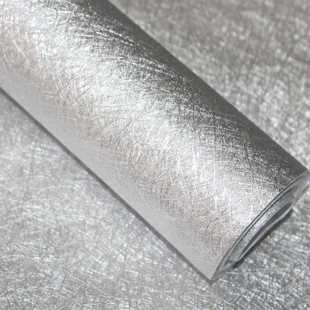 HaokHome Glitter Shinny Silver Metallic Peel And Stick Wallpaper Self 