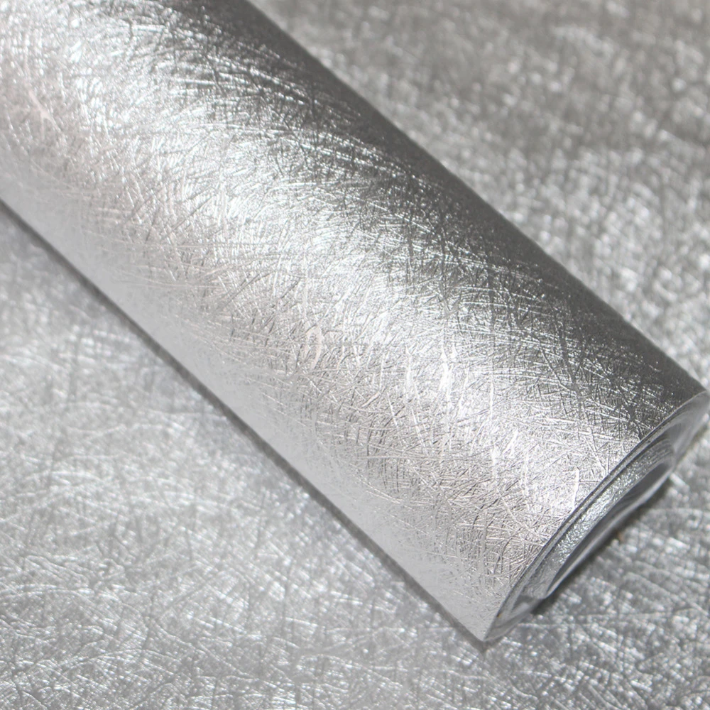 Shiny Silver Metallic Peel and Stick Wallpaper Self-adhesive Contact Adhesive 