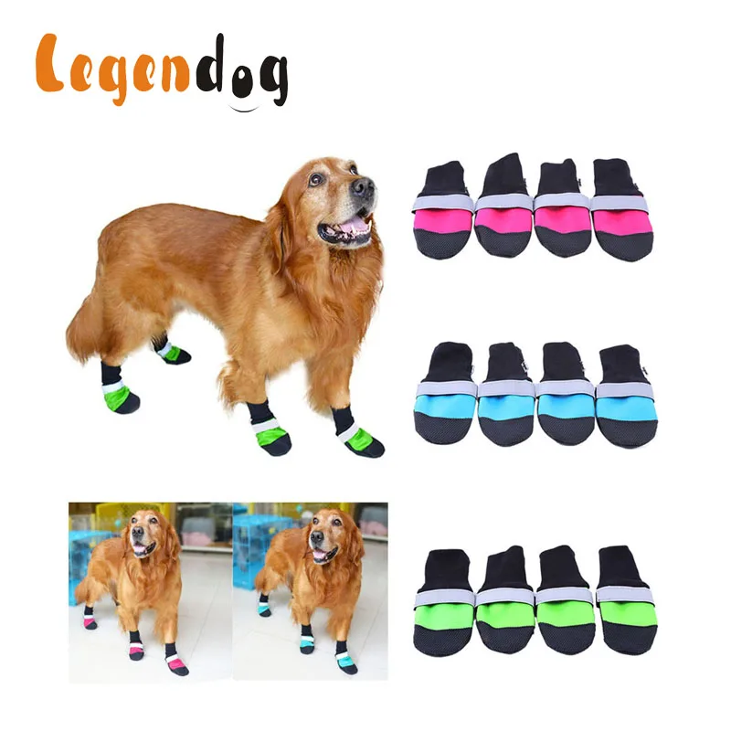 4pcs/set Oxford Waterproof Large Dog Shoes For Golden Retriever Leather