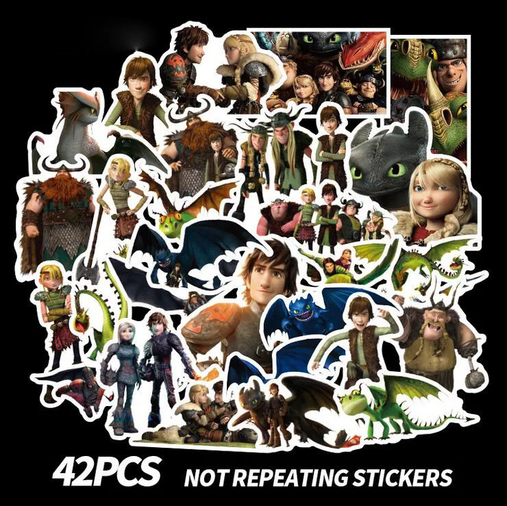 

48pcs/set How to Train Your Dragon Stickers Toothless Light Night Fury DIY Luggage Laptop Skateboard Car Motorcycle Bike Sticker