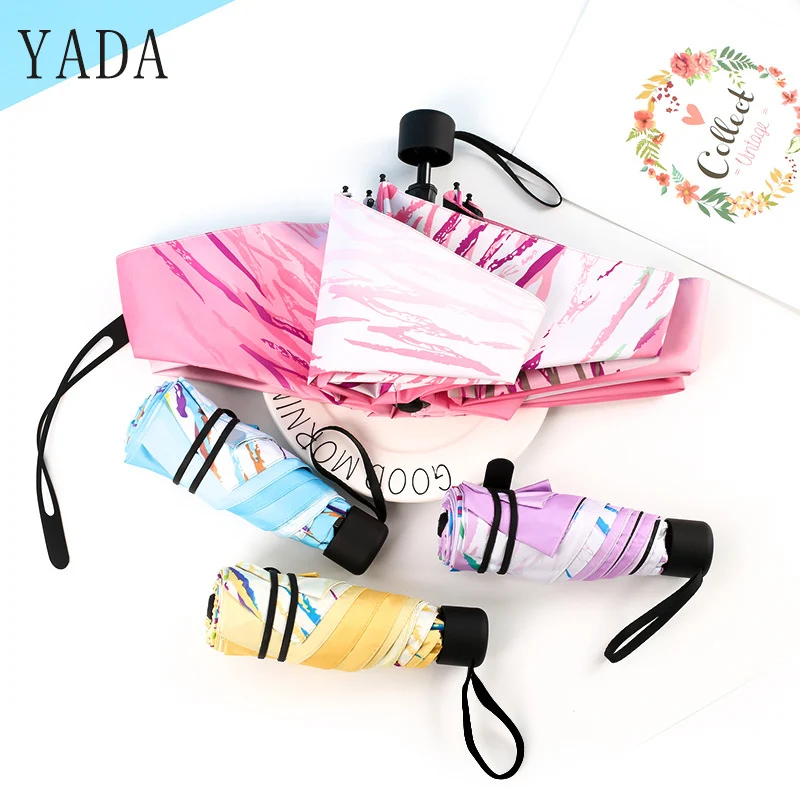 

YADA Pocket Mini Seaweed Umbrellas Folding Male Gradient Colorful Umbrella Rain For Womens UV Windproof Foldable Umbrella YS662