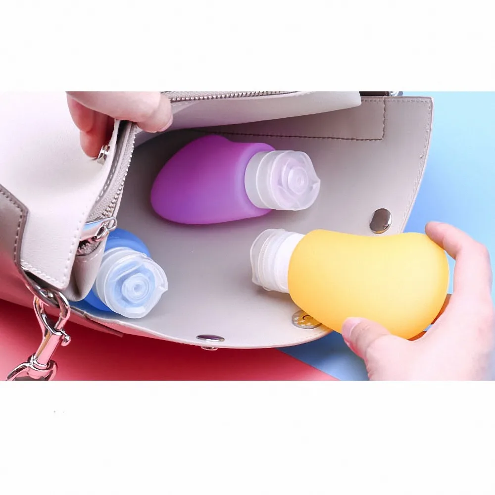 3in1 Set Silicone Portable Soap Dispenser Mango shape Travel Liquid Sub-bottling 3in1 Set Silicone Portable Soap Dispenser Mango shape Travel Liquid Sub-bottling