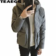 TEAEGG повседневные мужские пальто и куртки зимняя мужская одежда с капюшоном серый хлопок теплая зимняя куртка мужские парки Homme AL464