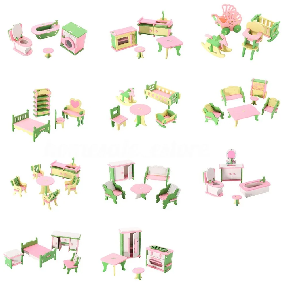 New Hot Sale 49 Pcs 11 Sets Baby Wooden Furniture Dolls House Miniature Child Play Toys Gifts New Hot Sale 49 Pcs 11 Sets Baby Wooden Furniture Dolls House Miniature Child Play Toys Gifts