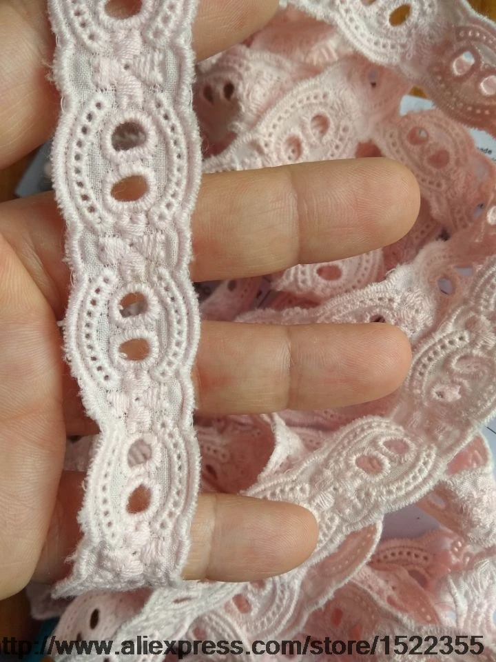 

Pink cotton embroidered cotton lace decorative accessories 2cm