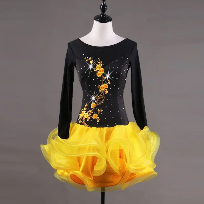 CACARE латинские танцы платье Женская распродажа Сальса танцевальная одежда лирические танцевальные костюмы D0542 пушистый прозрачный подол