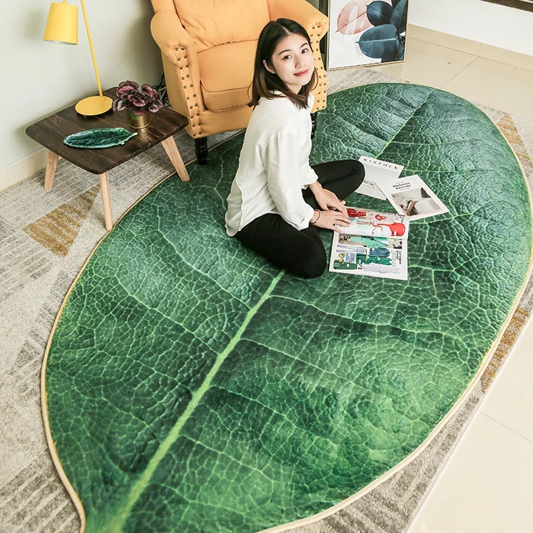 270*145 см большой творчество ковер для Гостиная зеленый 3D с принтом листьев растений ползать Кухня Нескользящие коврик для ванной и напольный коврик для домашних животных собак коврик