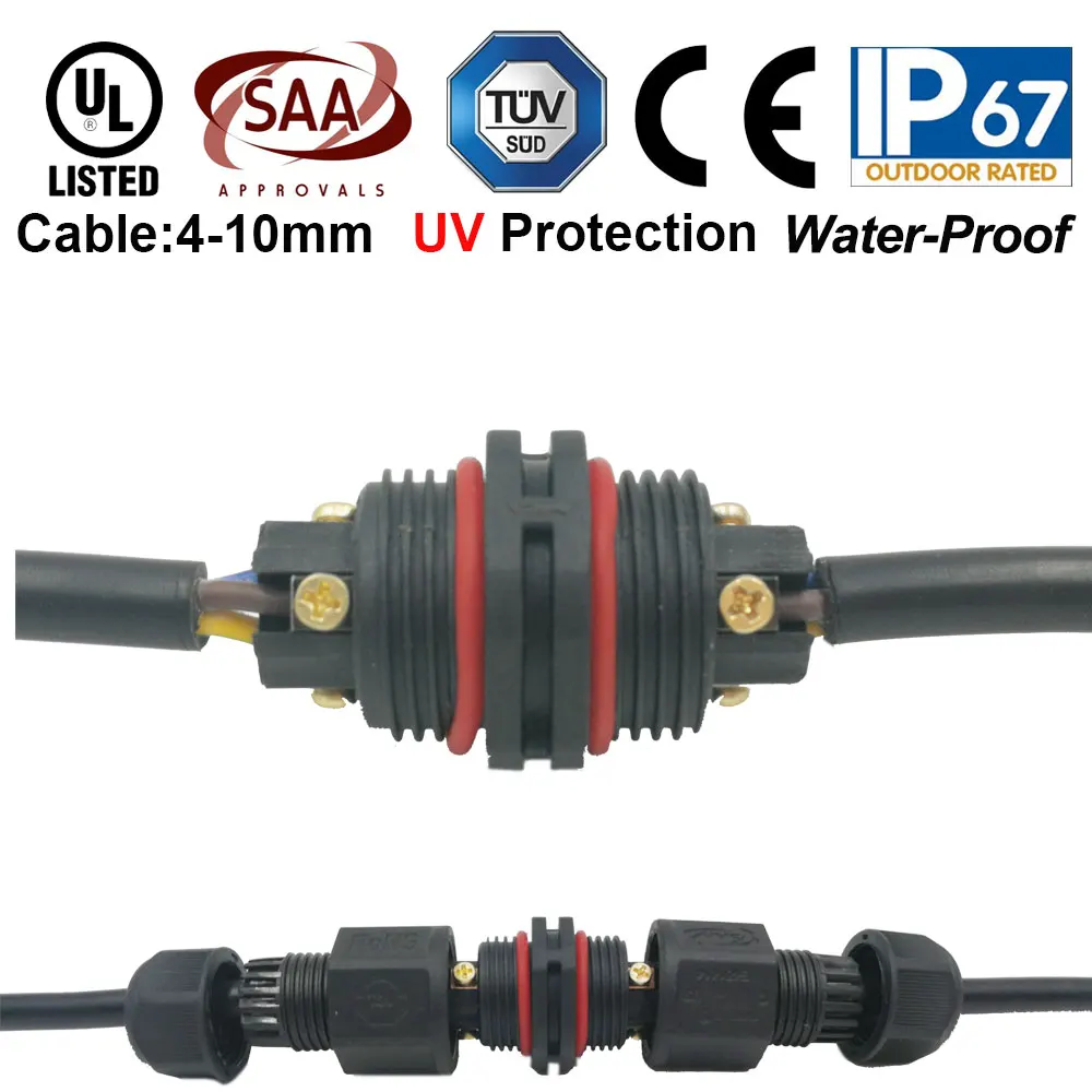 

10X Free shipping outdoor cable connector 2 Pin 3 Pin IP67 Waterproof Electrical Terminal Wire Adapter for solar panel use