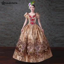 Золотое Платье Антуанетты с принтом «Marie», платье «Renaissance», «Southern Belle», платье принцессы в театре, Reaction, одежда