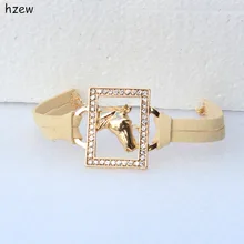 Hzew модные, красивые, с кристаллами прямоугольные женские модные ювелирные изделия ЛОШАДЬ браслет Рождественский подарок браслеты