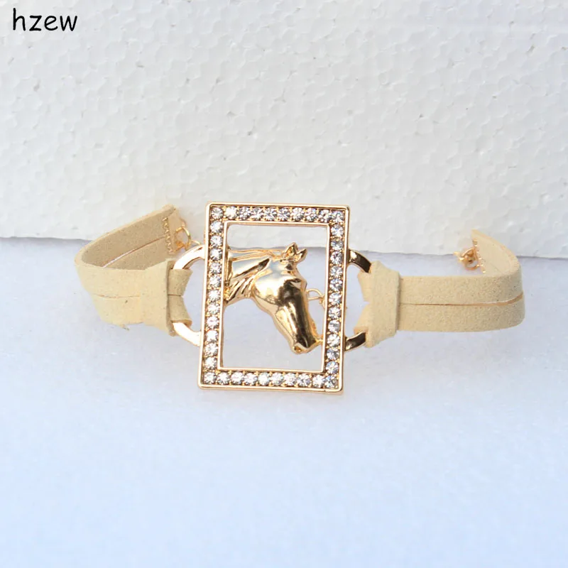 

hzew cute Crystal rectangle bracelets women fashion jewelry horse bracelet Christmas gift