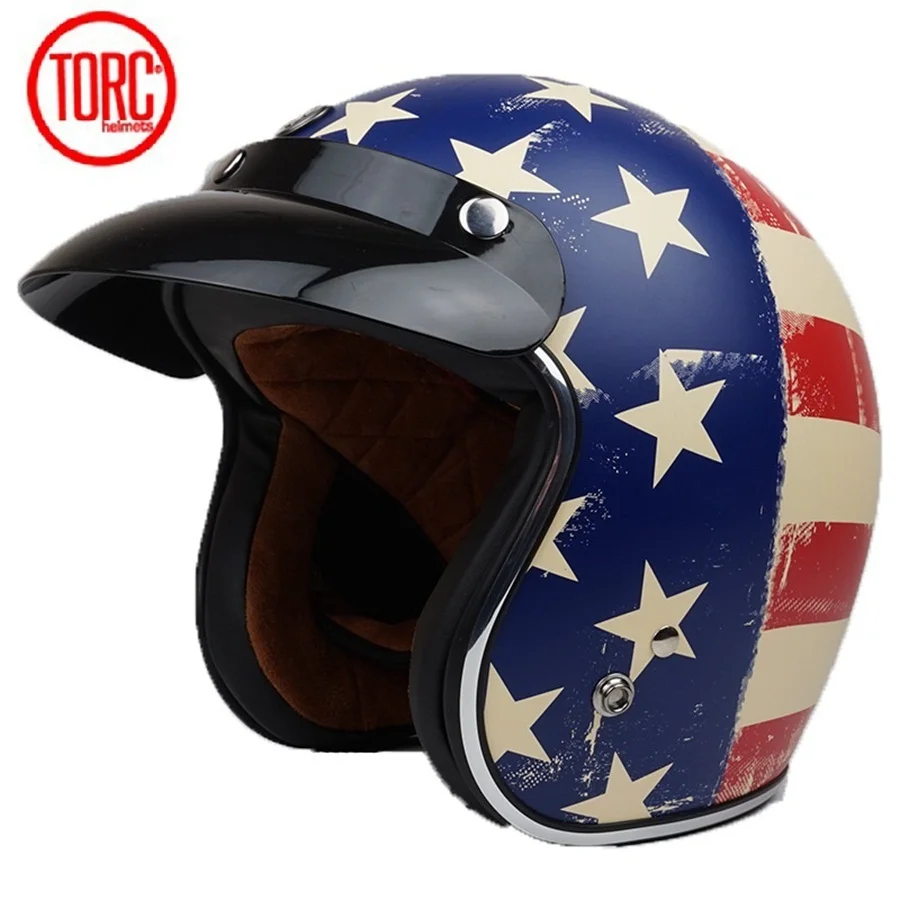 

Free shipping 1pcs New TORC T50 3/4 Open Face DOT Cafe Racer Retro Vintage Cruiser Harley Motorcycle Helmet