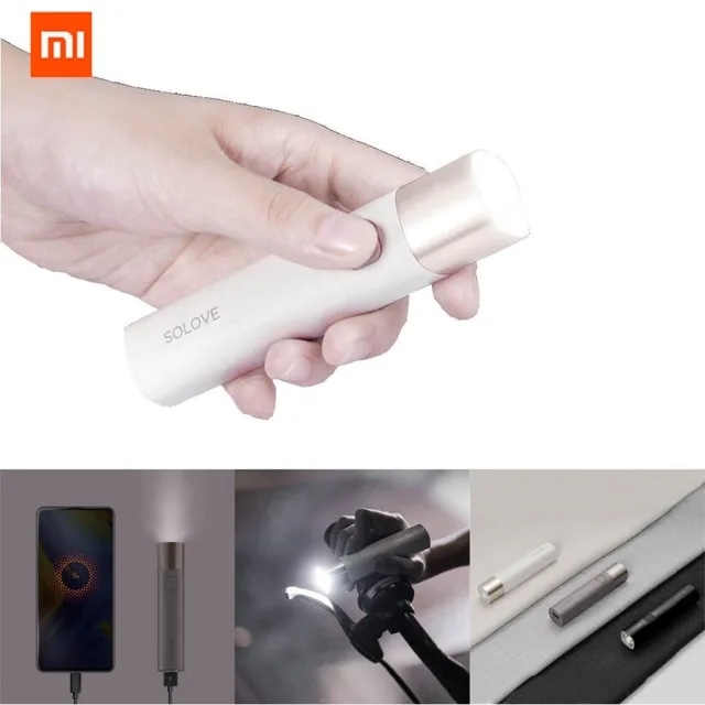 Xiaomi SOLOVE X3 USB Перезаряжаемый яркий EDC фонарик 3000 мАч Внешний аккумулятор портативный мини светодиодный фонарь для наружного велосипеда