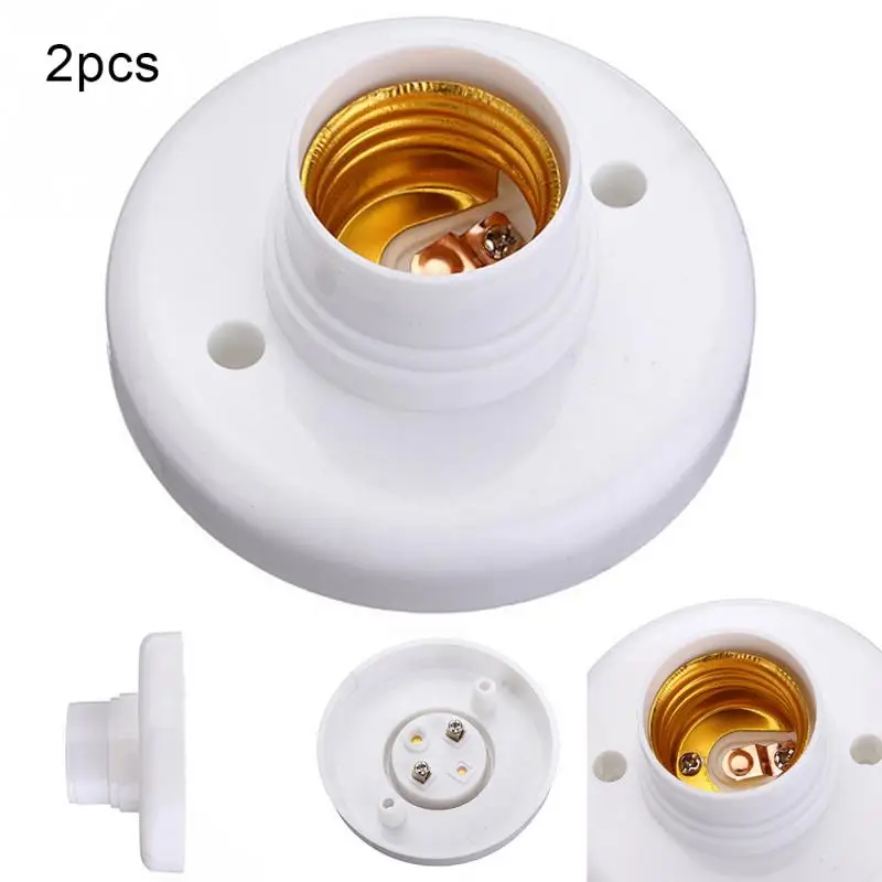 

2pcs Useful E27 Round Plastic Base Screw Light Bulb Lamp Socket Holder White E27 Base Lamp Socket Popular Lamp Holder Hot