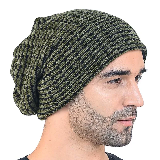 HISSHE Mens Winter Beanie Cap Retro Slouch Knitted Ski Beanie Hat Baggy