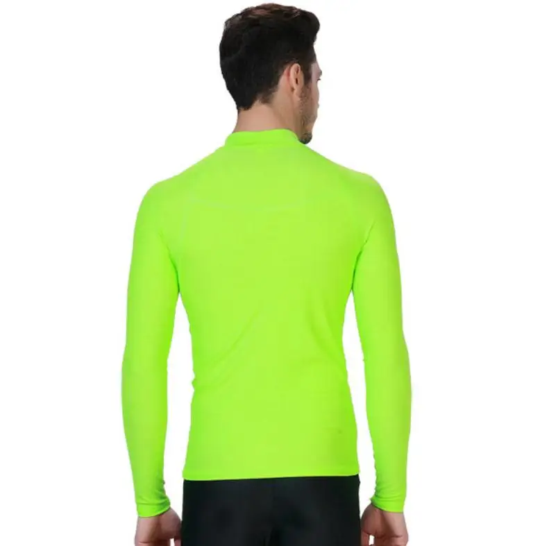 1 قطعة sbart نيون الأخضر طويلة الأكمام الشمس واقية رجل تصفح طفح الحرس ملابس تي شيرت قمم مايوهات سباحة 2018