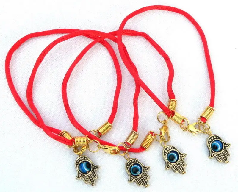 100 pcs Kabbale String Rouge w/Hamsa Main Evil Eye Kabbale Charmes Bracelets SHL1230