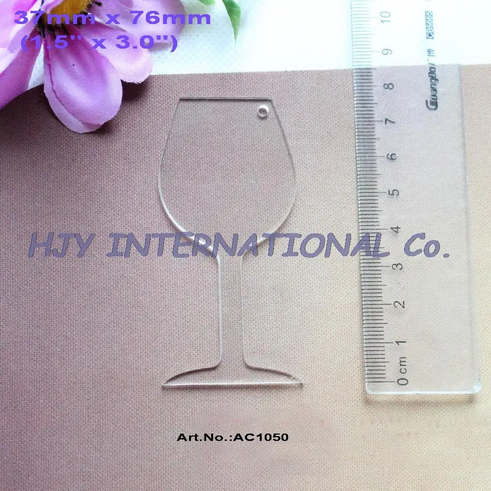 

(6pcs/lot) 3" Blank Acrylic clear wine glasses Charms Laser Cut Save the Date Wedding Tags -AC1050