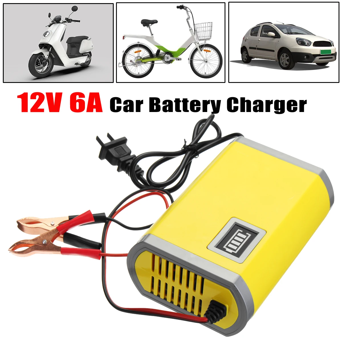 Portable Adapter Power Supply 12V 6A Motorcycle Car Auto Battery
