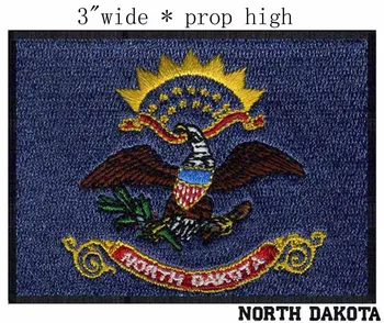 

North Dakota Flag 3" wide shipping/Golden Sun/glede emblem/Green branches patch