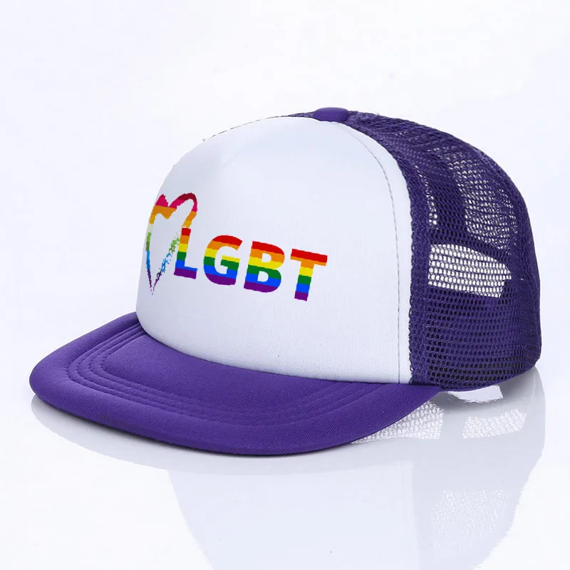 Gay Rainbow LGBT Letters Sign Sports Cap Men//Women Best Trucker Hats