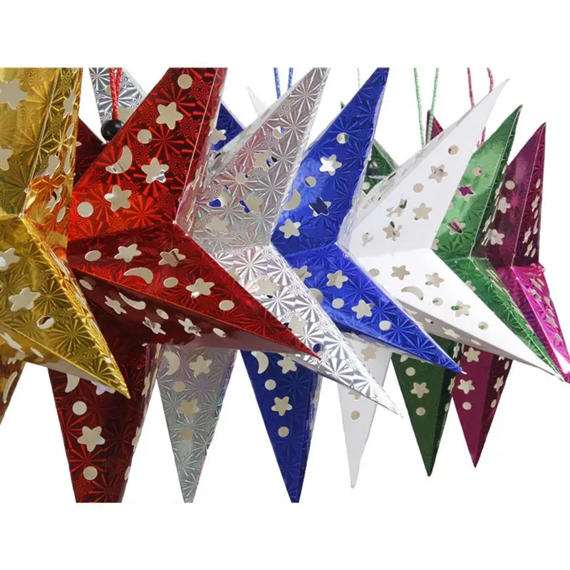 

45cm Paper Star Lantern 3D Pentagram Lampshade for Christmas Xmas Party Holloween Birthday Home Hanging Decorations