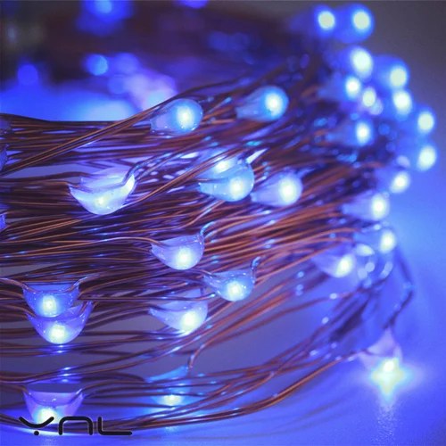 Рождественский USB светодиодный RGB Ленточные гирлянды медный провод 10 м 100 светодиодный s аккумулятор водонепроницаемый Свадебный декор вечерние мигающие сказочные огни - Испускаемый цвет: Blue