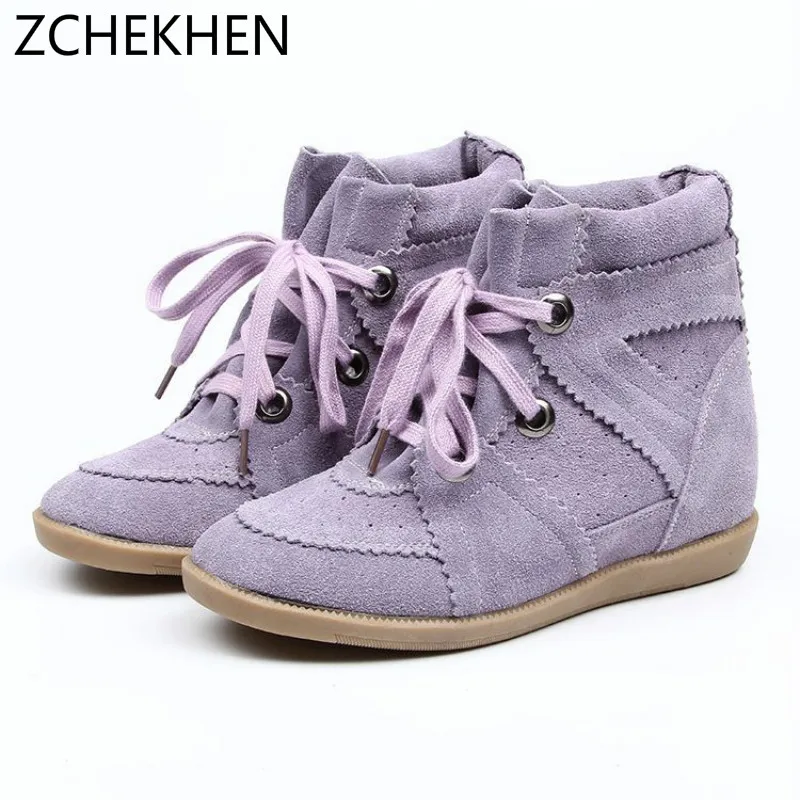 

Luxury brand Women Wedges Sneakers Hidden Heels Woman Casual cow suede Women's jason martins boots Height Increase Shoes