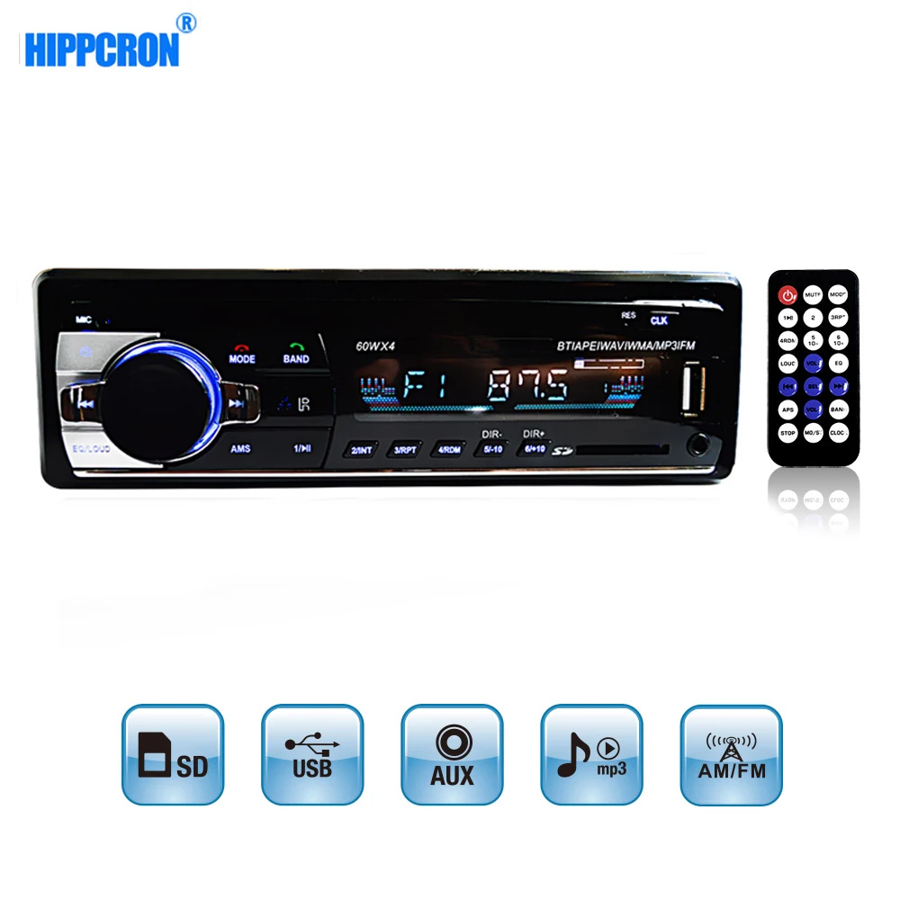 

autoradio 1 din Car Radio bluetooth 12V car audio player mp3 60Wx4 FM Radio Music USB/SD with In Dash AUX Input