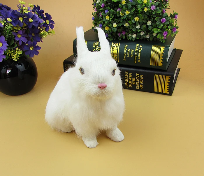 

simulation rabbit model toy about 17x10cm lovely squatting rabbit craft car decoration toy birthday gift a2125