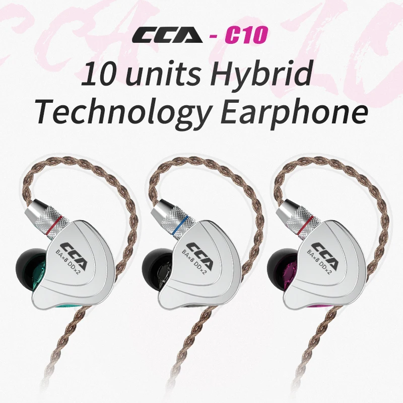 CCA C10 4BA + 1DD híbrido en la oreja los auriculares HIFI DJ Monitor deporte del auricular auriculares auricular con Detacable actualizado cable - 1